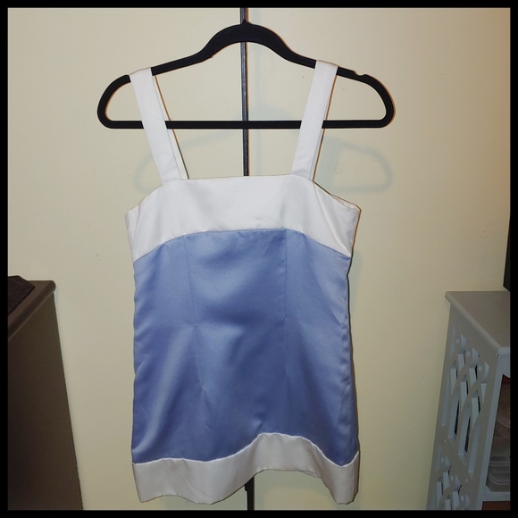 Blue and White Satin Top - Picture 3 of 7